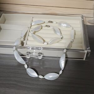 Mother of Pearl Beaded Shell  Necklace and Bracelet Set